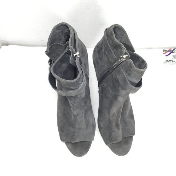 BCBGeneration Women Peep Toe Ankle Boots Grey Size 9.5 Leather Heels - Picture 6 of 11
